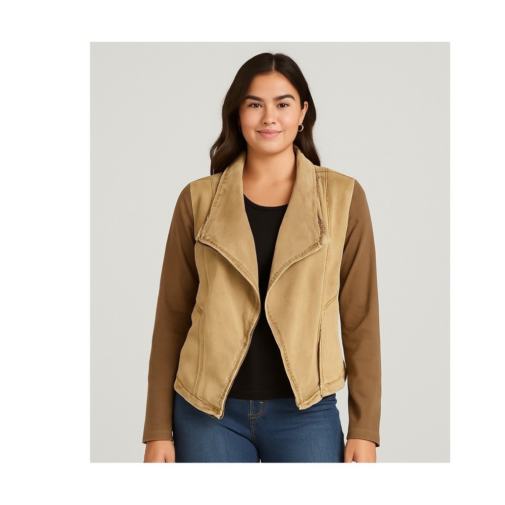 Marrakech Asymmetrical Zip Jacket Tan Brown‎